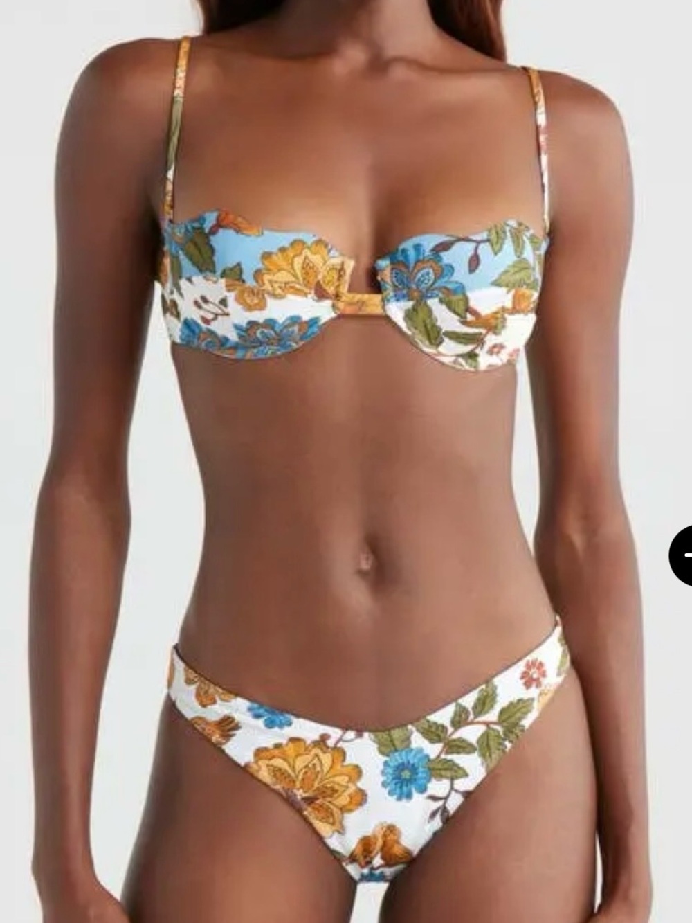 FARM Rio White Floral Underwire Bikini with Blue & Gold Accents